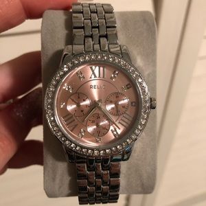 Relic silver link watch